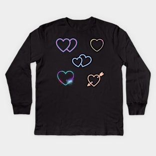 neon hearts sticker pack Kids Long Sleeve T-Shirt